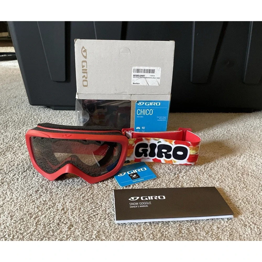 Giro Chico Snow Goggles Youth Small Gummy Bear Strap Red Kids Ski Snowboard NIB